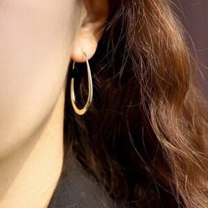 18K Gold Plated Minimalist Water Drop Hoop Earrings